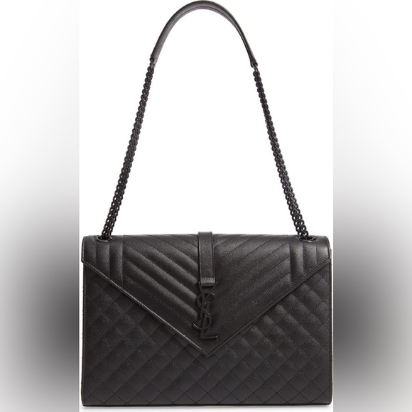 Yves Saint Laurent Handbags - Saint Laurent Large Envelope Calfskin Leather shoulder Bag